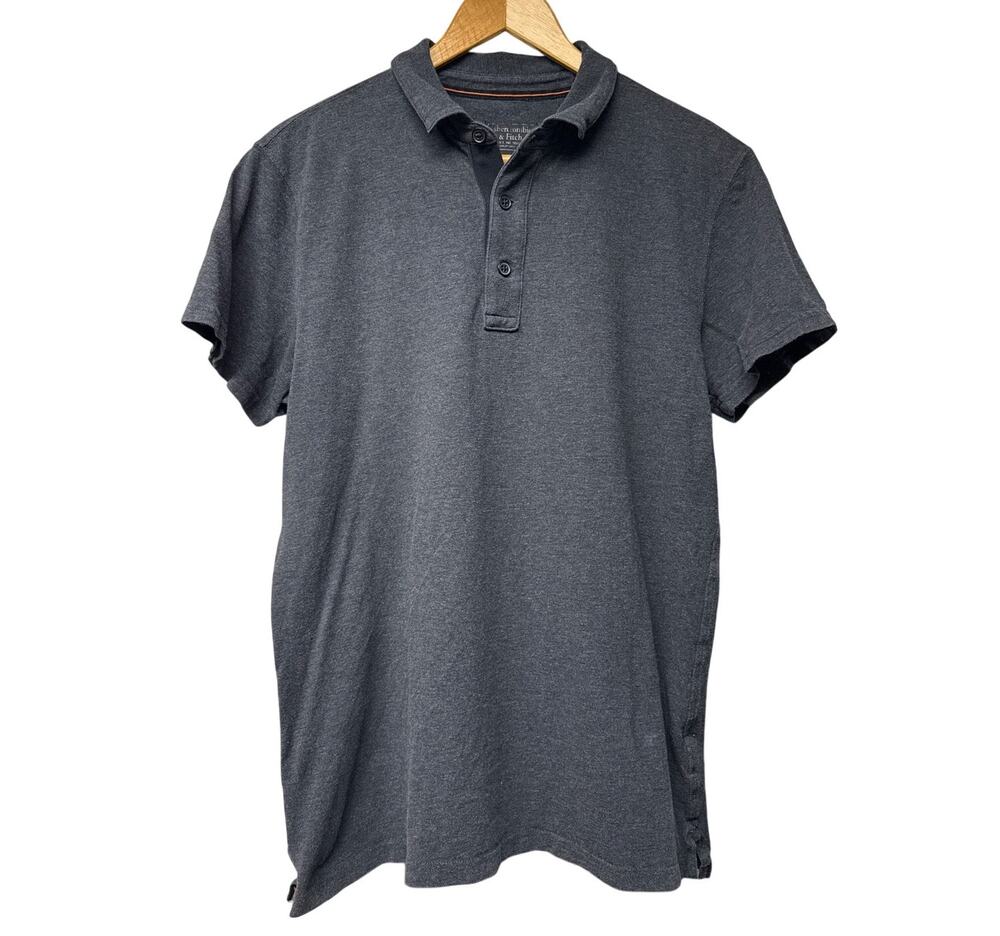 Abercrombie & Fitch Men’s Size Large Gray Short Sleeve Polo Shirt Preppy Classic